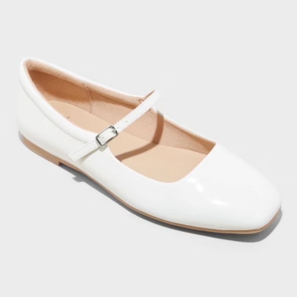Wild Fable Elsa Mary Jane Ballet Flats with Memory Foam Insole New Cream size 9